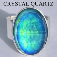 White Fire - Mood Ring - 20x15 mm - Sterling Silver 925 (pure or gold plated) - AAA Crystal Quartz