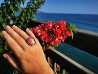 Holiday Ocean - Mood Ring - Crystal Quartz - 24x18 mm - Gold Plated Sterling Silver 925