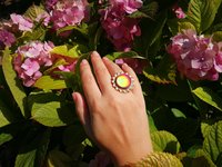 Golden Sunrise of Beauty - Mood Ring - 20 mm - 24K Gold Plated Sterling Silver 925