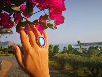 Empress of Elegance - Mood Ring - 25x18 mm - Silver 800 - one of a kind - size 7