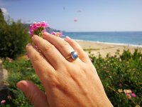 Duchess of the Fire Heart - Mood Ring - 9x7 mm - 24k Gold Plated Sterling Silver 925 - AAA Topaz