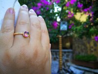 Blush of Attraction - Mood Ring - 6 mm - Gold Plated Sterling Silver 925 - AAA Crystal Quartz