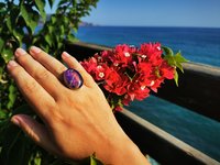 Holiday Ocean - Mood Ring - Crystal Quartz - 24x18 mm - Sterling Silver 925