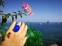 Golden Mirror of Beauty - Mood Ring - 30x20 mm - 24k gold plated Sterling Silver 925