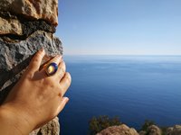 Golden Fountain of Youth - Mood Ring - 25x18 mm - 24k Gold Plated Sterling Silver 925