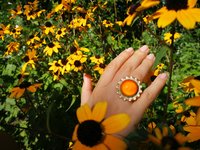 Golden Sunrise of Beauty - Mood Ring - 20 mm - 24K Gold Plated Sterling Silver 925