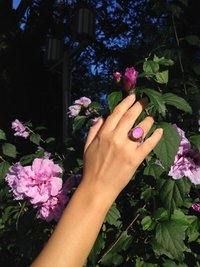 Silver Dream of Night Flowers - Mood Ring - Adjustable - 18x13 mm - Sterling Silver 925 Oxidized