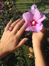 Golden Blossoms of Magic - Mood Ring - 18x13 mm - 24K Gold Plated Sterling Silver 925