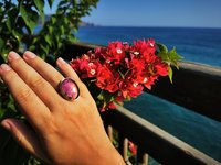 Holiday Ocean - Mood Ring - Crystal Quartz - 24x18 mm - Sterling Silver 925