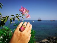 Golden Mirror of Beauty - Mood Ring - 30x20 mm - 24k gold plated Sterling Silver 925