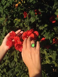 Silver Dream of Night Flowers - Mood Ring - Adjustable - 18x13 mm - Sterling Silver 925 Oxidized