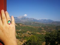 Crystal Star of Atlantis - Mood Ring - 18x13 mm - Gold Plated Sterling Silver 925 - AAA Crystal Quartz