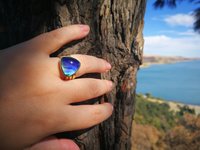 Lord of Lightning - Mood Ring - 15 mm - Gold Plated Sterling Silver 925 - AAA Crystal Quartz