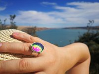 White Fire - Mood Ring - 20x15 mm - Sterling Silver 925 (pure or gold plated) - AAA Crystal Quartz