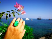 Golden Mirror of Beauty - Mood Ring - 30x20 mm - 24k gold plated Sterling Silver 925