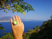 Empress of Elegance - Mood Ring - 25x18 mm - Silver 800 - one of a kind - size 7