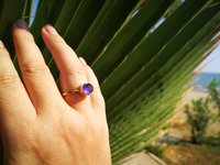 Light of Mystery - Mood Ring - 8 mm - Gold Plated Sterling Silver 925 - AAA Crystal Quartz