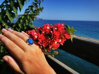 Golden Messenger of Glory - Mood Ring - 20x15 mm - Sterling Silver 925 - 24k Gold Plated - AAA Crystal Quartz faceted