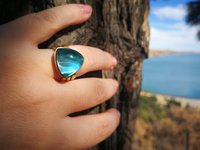 Lord of Lightning - Mood Ring - 15 mm - Gold Plated Sterling Silver 925 - AAA Crystal Quartz