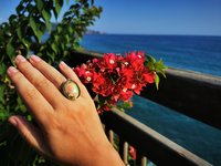 Holiday Ocean - Mood Ring - Crystal Quartz - 24x18 mm - Sterling Silver 925