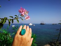 Golden Mirror of Beauty - Mood Ring - 30x20 mm - 24k gold plated Sterling Silver 925