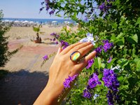 Golden Ring of Wishes - Mood Ring - 25x18 mm - 24k Gold Plated Sterling Silver 925