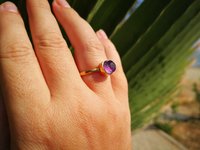 Light of Mystery - Mood Ring - 8 mm - Gold Plated Sterling Silver 925 - AAA Crystal Quartz