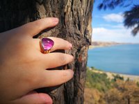 Lord of Lightning - Mood Ring - 15 mm - Gold Plated Sterling Silver 925 - AAA Crystal Quartz