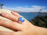White Fire - Mood Ring - 20x15 mm - Sterling Silver 925 (pure or gold plated) - AAA Crystal Quartz