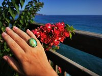 Holiday Ocean - Mood Ring - Crystal Quartz - 24x18 mm - Sterling Silver 925