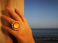 Golden Sunrise of Beauty - Mood Ring - 20 mm - 24K Gold Plated Sterling Silver 925