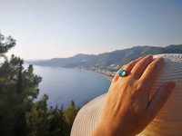 Golden Star of Romance - Mood Ring - 12 mm - 24K Gold Plated Sterling Silver 925
