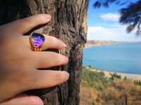 Lord of Lightning - Mood Ring - 15 mm - Gold Plated Sterling Silver 925 - AAA Crystal Quartz