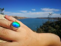 King of Gentlemen - Mood Ring - 18x13 mm - Stainless Steel - faceted AAA Crystal Quartz