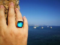 Northern Lights - Mood Ring - 15 mm - Gold Plated Sterling Silver 925 - AAA Crystal Quartz
