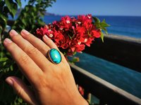 Holiday Ocean - Mood Ring - Crystal Quartz - 24x18 mm - Sterling Silver 925