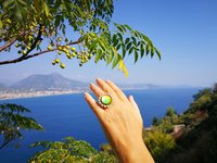 Golden Sunrise of Beauty - Mood Ring - 20 mm - 24K Gold Plated Sterling Silver 925