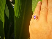 Duchess of the Fire Heart - Mood Ring - 9x7 mm - 24k Gold Plated Sterling Silver 925 - AAA Topaz