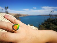 Lord of Lightning - Mood Ring - 15 mm - Gold Plated Sterling Silver 925 - AAA Crystal Quartz