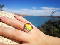 White Fire - Mood Ring - 20x15 mm - Sterling Silver 925 (pure or gold plated) - AAA Crystal Quartz