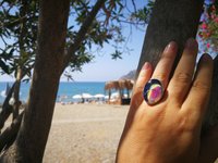 Holiday Ocean - Mood Ring - Crystal Quartz - 24x18 mm - Sterling Silver 925