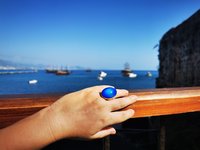 Golden Mirror of Beauty - Mood Ring - 30x20 mm - 24k gold plated Sterling Silver 925