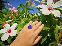 Crystal Star of Atlantis - Mood Ring - 18x13 mm - Gold Plated Sterling Silver 925 - AAA Crystal Quartz