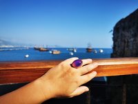 Golden Mirror of Beauty - Mood Ring - 30x20 mm - 24k gold plated Sterling Silver 925