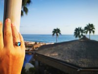 Duchess of the Fire Heart - Mood Ring - 9x7 mm - 24k Gold Plated Sterling Silver 925 - AAA Topaz