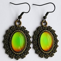 Twin Maidens of Sunshine - Mood Earrings - 18x13 mm - Brass