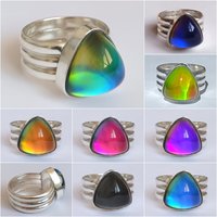 Lord of Lightning - Mood Ring - 15 mm - Sterling Silver 925 - AAA Crystal Quartz