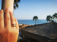 Duchess of the Fire Heart - Mood Ring - 9x7 mm - 24k Gold Plated Sterling Silver 925 - AAA Topaz