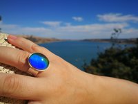 Queen of Heavenly Delight - Mood Ring - 20x15 mm - Sterling Silver 925 (pure or gold plated) - AAA Crystal Quartz
