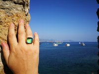Northern Lights - Mood Ring - 15 mm - Gold Plated Sterling Silver 925 - AAA Crystal Quartz